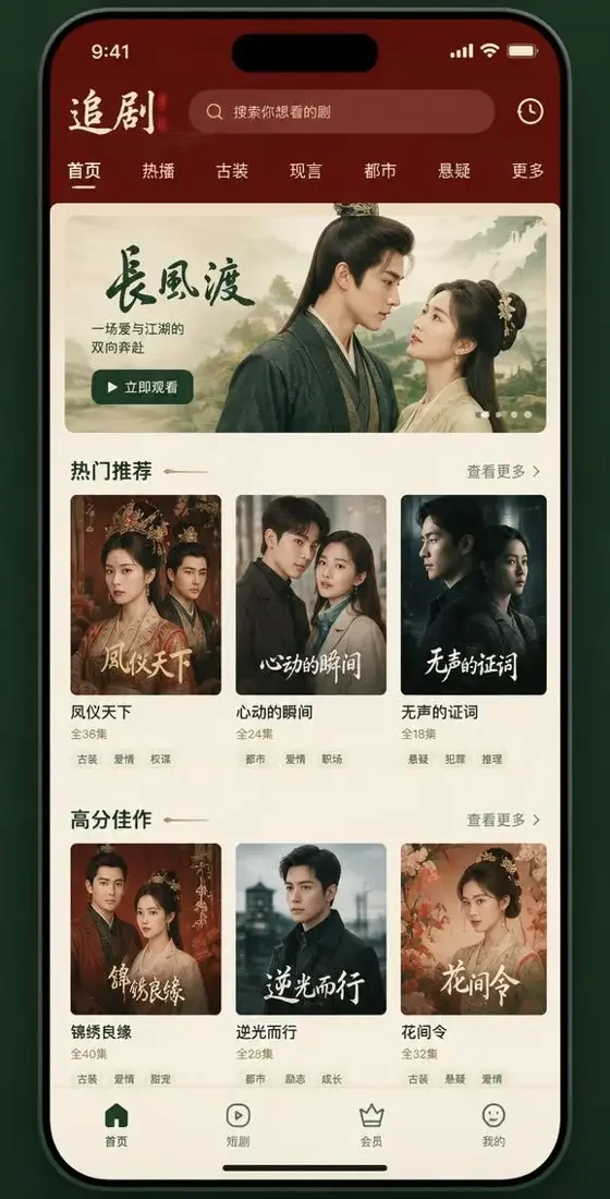 欧美片APP 竖屏追剧界面 欧美片APP 竖屏首页界面展示